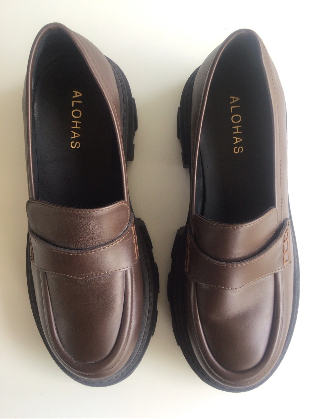 Alohas trailblazer brown chunky loafers size 38 7.5 - Picture 6 of 16